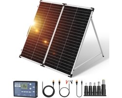 DOKIO 160W 18V Opvouwbaar Draagbaar Zonnepaneel voor 12V batterijen met zonnelaadregelaar (2 USB-poorten)