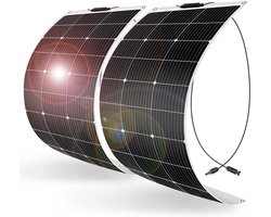 DOKIO 2*100W Flexibel Zonnepaneel 200W 12V Monokristallijne Zonnemodules ideaal voor camper, camping, tuinhuis