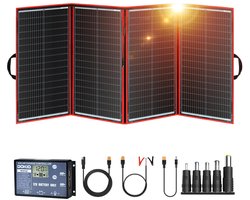 DOKIO 300W Kit OPVOUWBAAR Zonnepaneel draagbaar Monokristallijn met 2 USB-poorten Voor Buiten