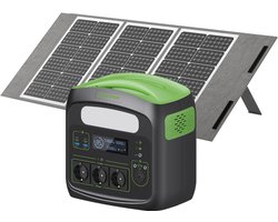 Draagbaar powerstation met opvouwbaar zonnepaneel - 100 W, 483,84 Wh zonnegenerator met 230 V/700 W stopcontacten voor camping en outdoor