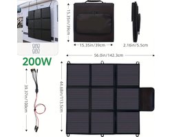 Draagbaar Zonnepaneel – Opvouwbaar Zonnepaneel – Mobiel Zonnepaneel – Outdoor Zonnepaneel – 200W Vermogen – Monokristallijn – Weerbestendig