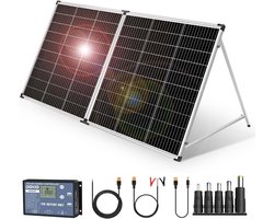 Draagbaar Zonnepaneel – Solar Panel – Mobiel Zonnepaneel – Opvouwbaar Zonnepaneel – 12V Zonnepaneel – 200W Vermogen – Monokristallijn & Laadregelaar Met USB Poorten