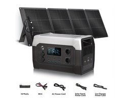 Draagbare Power Station – Mobiele Stroomvoorziening – Noodstroom Generator – Camping Accu – Zonne-energie Generator – 1800W Output – 1024Wh Lifepo4 Batterij