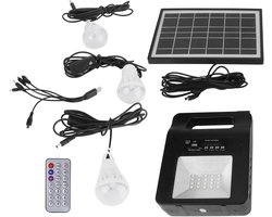 Draagbare Zonne-generator met Noodaccu, FM Radio en 3 LED Lampen