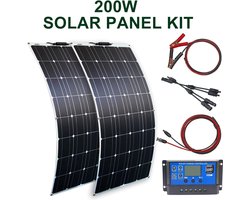 Flexibel Zonnepaneel - Compleet Pakket - 200W Solar Energy System - Buigbaar - UltraDun 3MM - Lichtgewicht - Zonnepaneel Camper