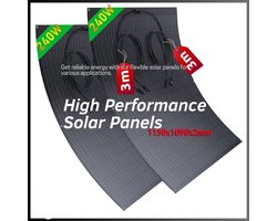 Flexibel Zonnepaneel – Dun Zonnepaneel – Lichtgewicht Zonnepaneel – Buigbaar Zonnepaneel – 240W Vermogen – IP67 Weerbestendig