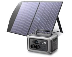 Fubzz Draagbaar Powerstation Met Zonnepaneel - Noodstroom Voor Thuis, Camper En Boot - 299Wh LiFePO4 - 600W AC Output - Inklapbaar Zonnepaneel