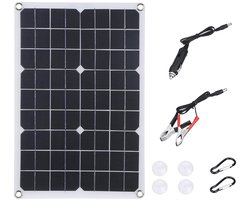 Gigicial Zonne-Acculader - Monokristallijn Zonnepaneel - Dubbele Usb En Dc5521 Uitgang Voor 5V En 12V Apparaten - 1 Stuk - Algemeen Gebruik+Hs