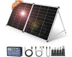 Instinct® 18V 200W Draagbaar Opvouwbaar Zonnepanelen met 12V Controller – Perfect voor Kamperen en Buitenavonturen - + tas