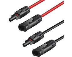 MC4 Solar kabels (2 stuks) - 7.5 meter - zonnepaneel aansluitkabels - Solar verlengkabel - rood/zwart - 6mm2 kabel