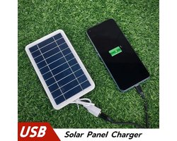 Mini Zonnepaneel USB 5V 2W – Lichtgewicht Noodoplader voor Telefoon & Noordpakket - Compatibel met telefoons en laptops