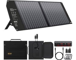 MKSS® Zonnepanelen Compleet Pakket - Zonnepaneel met Stekker - Plat Dak - 60W - Zwart