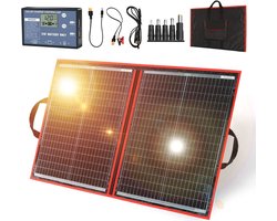 MKSS® Zonnepanelen - Compleet Pakket - Zonnepaneel Plat Dak - 110W - Zwart met Rood