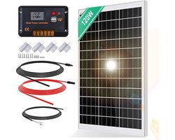 MKSS® Zonnepanelen - Compleet Pakket - Zonnepaneel Plat Dak - 120W - Zwart met Wit
