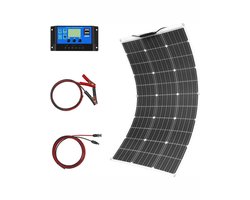 MMM® Zonnepanelen Compleet Pakket - Zonnepanelen - Zonnepanelen met Stekker - 100W Flexibel - 10A 12V/24V Zonnelaadregelaar