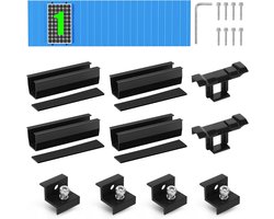 Montageset Zonnepaneel voor Plat Dak en Metaal: Inclusief Rail en Waterafvoerclips