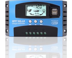 MPPT Laadregelaar voor Zonnepanelen - 100A, 12/24 Volt, Dual USB