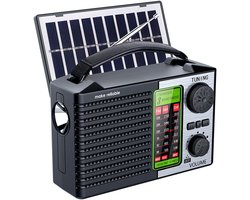 Noodradio op zonne-energie - AM/FM/SW - Oplaadbare batterij - Met zaklamp en leeslampje - Geschikt voor kamperen en buitenactiviteiten