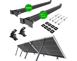 NuaSol Zonnepaneel Beugel - voor Zonnepanelen Balkon - Zonnepaneel Montage - Aluminium - Hoek 30-60° - Montageset - Zwart - Set van 2