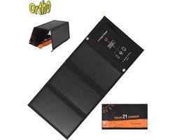 Ortho® - Opvouwbaar Zonnepaneel - Powerbank - Dubbele Aansluiting - Draagbaar Zonnepaneel - Mobiele Telefoon Oplader - Tablet Oplader - USB-Lader - Camping - Camper - Solar Panel