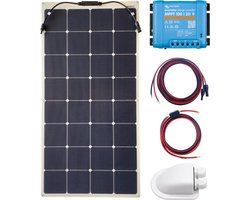 Overloopbare flexibele zonnepanelen set 120Wp premium – Victron Energy MPPT Laadregelaar 100/20 Bluetooth – Zonnepaneel Compleet Pakket - Kabel met connector - zonnepaneel camper - zonnepanelen camper - zonnepanelen boot - caravan