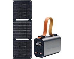 Powerstation - met 21W Zonnepaneel - Solar Generator - Stroomgenerator - 100W - Snelladende Draagbare Batterijlader - voor Laptop, Smartphone en Camping
