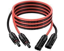Professionele PV-Verlengkabel – 2×4 mm², 6 Meter Totaal (3m+3m), IP68, MC4 Man/Vrouw, Voor Zonnepanelen