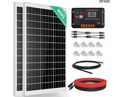 RFWR® Monokristallijn zonnepaneel set 240 W met zonne-laadregelaar en kabels voor camper en off-grid systemen