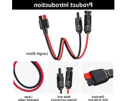 Solar Adapter Kabel 45A 10AWG, 60cm Anderson Plug voor Zonne-energie, Geschikt voor Draagbare Generatoren en RV's