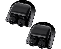 Solar Dakdoorvoer 2-Vaks Waterdichte ABS Camper Kabeldoorvoer voor Kabel 6-12 mm voor Zonne-Energiesysteem Camper Caravan Boot Satelliet Systeem en Airco (Zwart) - Set van 2 stuks