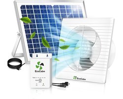 Ventilator op Zonne-energie met Batterij en Zonnepaneel voor Kas, Zolder, Schuur