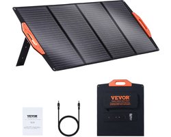 VEVOR 120W Zonnepaneel Opvouwbaar 12V Monokristallijn Zonnepaneel 6,66a Zonnestelsel Conversiepercentage van 23% inclusief 2x Usb Snellaadpoorten (Qc3.0), Type-C Poort, 18V DC Uitgang