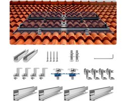 VEVOR Zonnepaneelbeugel Montageset 4x Montagerail 4x Eindklemmen Accessoires