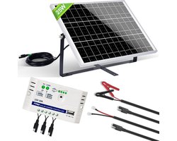 VH Supplies® Zonnepanelen Compleet Pakket - Draagbaar Zonnepaneel - Zonnepanelen Set - 25W - 12V
