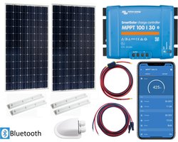 Victron Energy Zonnepanelen Set Bluetooth – Set Vast Zonnepaneel 370Wp - Caravan, Camper, Boot, Tent - zonnepaneel Compleet Pakket - Kabel met connectoren - Plug-Play set schematische tekening en handleiding- Monokristallijn