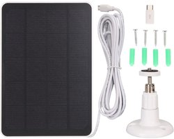 Waterdicht Zonnepaneel met 5V Oplader voor Draadloze Buiten Beveiligingscamera's (Micro USB & USB-C)
