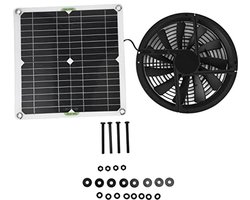 Waterdichte ventilatorset op zonne-energie, 100W zonnepaneel ronde ventilatiebehuizing Afzuigventilator voor kas, kippenhok, schuur, garage, zolder