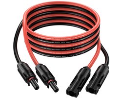 YOZHIQU Solar verlengkabel 6mm² - 3m Solar verlengkabel - Solar aansluitkabel - met solar connectoren aan beide zijden - Geschikt voor fotovoltaïsche systemen - 2 kabels