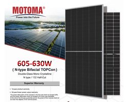 Zonnepaneel 605-630W Motoma - anti-reflectie coating - half-cut monokristallijne cellen (min 8 stuks per order)