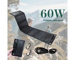 Zonnepaneel - 60W - USB-uitgangen - Opladen op zonne-energie - Compatibel met telefoons en laptops - noodpakket