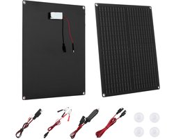 Zonnepaneel Acculader/Druppellader - 12V 30W Monokristallijn Set - Ingebouwde Slimme Laadregelaar - 3 Aansluitkabels - Draagbaar - Voor Auto/Camper/Boot/Motor