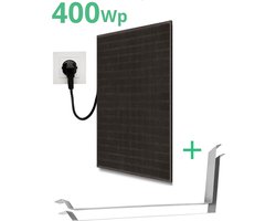 Zonnepaneel met Stekker Inclusief Plat Dak Bevestiging - 400 Wp paneel + 300 W Micro Omvormer - Plug & Play