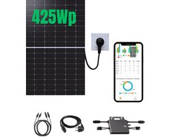 Zonnepaneel met Stekker om Stroomkosten te Verlagen - 425Wp paneel + 400W Micro Omvormer - Plug & Play