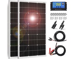 Zonnepaneel – Solar Panel – Zonnecel – Zonnepaneel Set – Monokristallijn – 200W Totaal Vermogen – Robuust Aluminium Frame