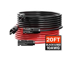 Zonnepaneel Solarkabel - Verlengkabel Set 2 Stuks - Lengte per kabel 6,1 m - Doorsnede 6 mm² (10 AWG) - Vrouwelijke/Mannelijke connectoren