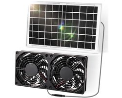 Zonnepaneel Ventilator 10W - Dubbelle Uitlaatventilator voor Kassen en Kleine Ruimtes