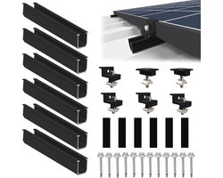 Zonnepaneelhouder voor 2 Module met 12 cm Rail en Verstelbare Klemmen