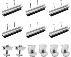 Zonnepaneelhouderset voor plat dak - Bevestigingsset met accessoires en verstelbare klemmen (6 stuks)