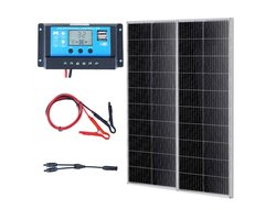 Zonnepaneelset - 12V Monokristallijn 200W (2x100W) - Met Laadregelaar 16,66A - Rendement 23% - Compatibel met AGM, GEL, Vloeistof & Lithium-accu's - Voor Camper, Boot & Caravan