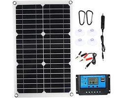 Zonnepaneelset - 20W 18V - Monokristallijne zonnepanelen - Geschikt Voor Campers, Caravans, Boten, Kamperen Zonder Aansluiting Op Het Elektriciteitsnet, Wandelen, Vissen, Fietsen, Enz